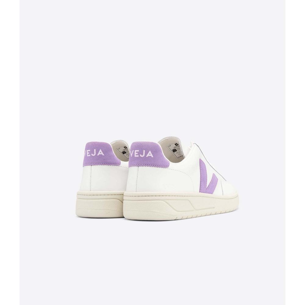 Veja V-12 LEATHER Sneakers Dames White/Purple | BE 677SGL